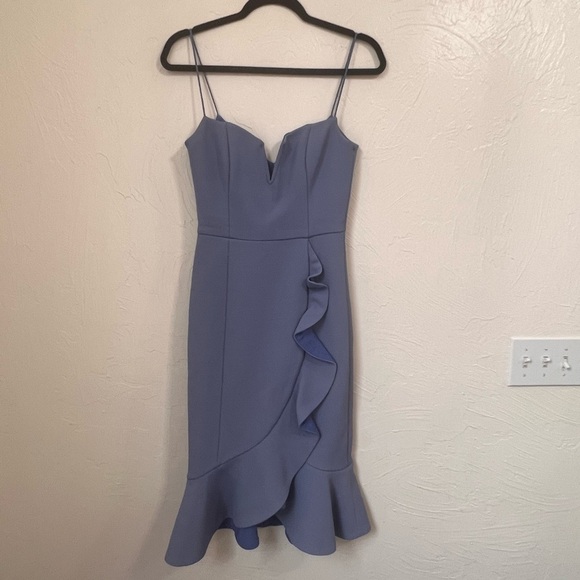 Nicholas Bandage Frill Wrap dress blue size 4 - Picture 2 of 10